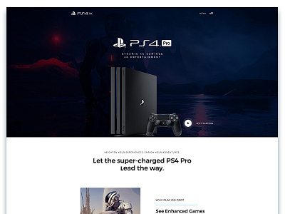 PS 4 Pro Landing Page Design clean cool landing page minimal minimalist play playstation ps ui visual design vr web