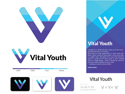 "vital Youth" modern logo design gradient logo graphicdesign logo logo design logo design trend 2021 logo presentation logos logotype manimal logo modern logo modern logo design typography