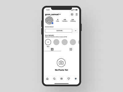 Instagram Profile page app design ui