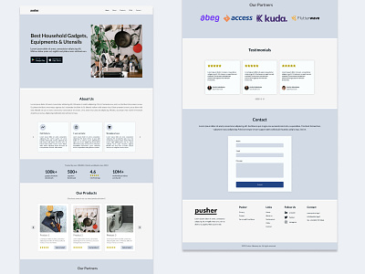 Ecommerce landing page (Pusher) design ui uiux userexperience ux web