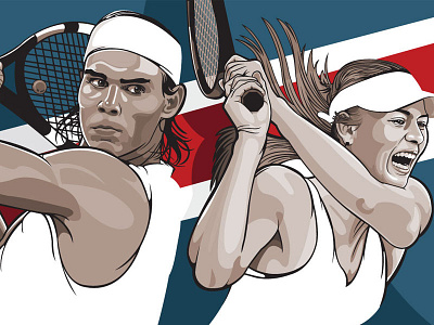 Wimbledon 2014 for ESPN.com editorial illustration maria sharapova rafael nadal tennis wimbledon