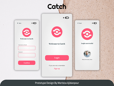 Catch - Login app app design branding design minimal typography ui