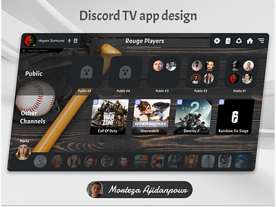 Discord tv app app design ui website design