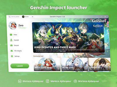 Genshin Impact Launcher app design design game genshin impact ui videogame website design