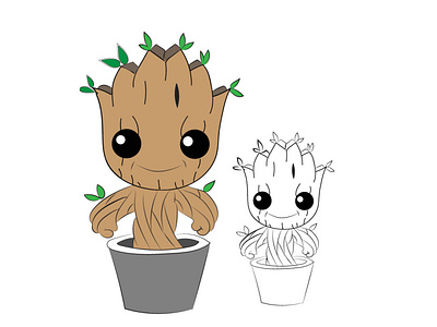 Baby Groot Guardians of the Galaxy arts design drawings illustration vector