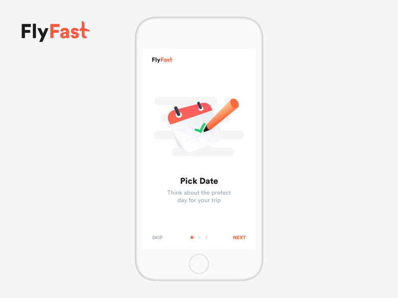 FlyFast Onboarding animation app concept contest fly ios onboarding principle tickets