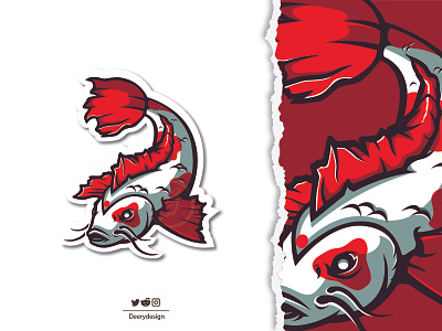 Koi mascot logo animal app branding deerydesign design fish graphic design illustration koi logo nature ui underwater ux vector