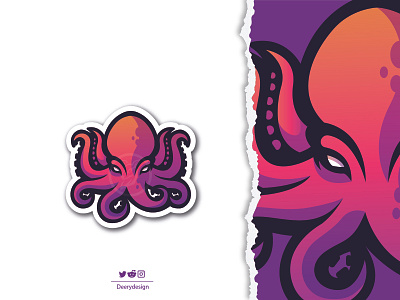 Octopus mascot logo animal app branding deerydesign design graphic design illustration logo nature octopus ui underwater ux vector
