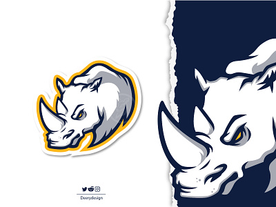Rhino mascot logo animal app branding deerydesign design graphic design illustration logo nature rhino ui ux vector