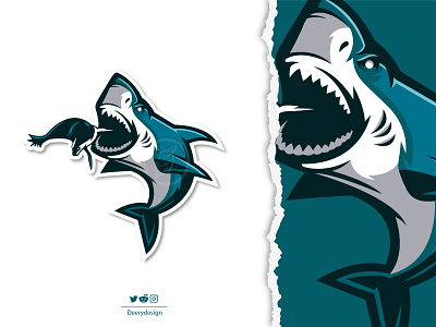 Shark mascot logo animal app branding deerydesign design graphic design illustration logo nature shark ui underwater ux vector