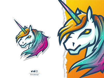 Unicorn mascot logo animal app branding deerydesign design fantasy graphic design illustration logo nature ui unicorn ux vector