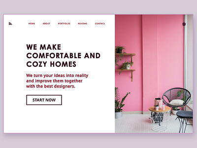 Interior company design interior minimal pink ux web website white