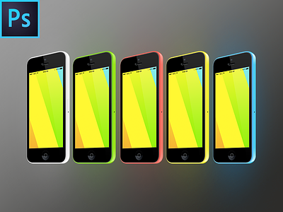 iPhone 5c 3/4 View FREE PSD Vector Mockup