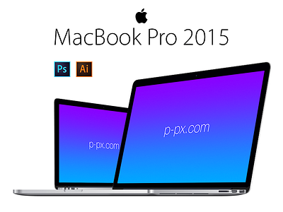 MacBook Pro 2015 Angled View PSD + Ai Free Vector Template 2015 apple free freebie mac macbook mockup p px pro psd screen template
