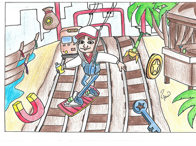 SUBWAY SURFERS Join the most daring chase colour pencil draw