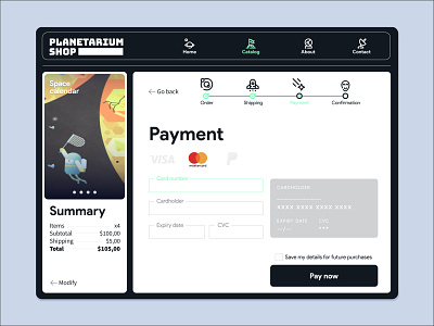 Planetary Shop - Checkout UI branding dailyui design minimal planetary ui ux