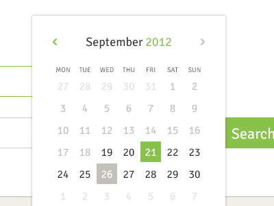 Calendar on flight website