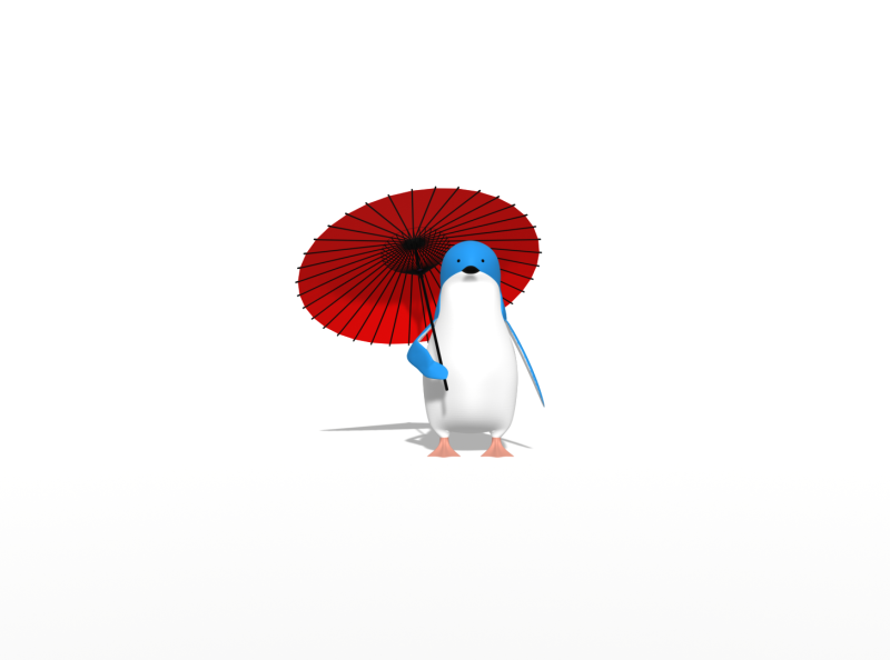 和傘/wagasa 3d 3dart animal bird character design designs illustration japan penguin umbrella