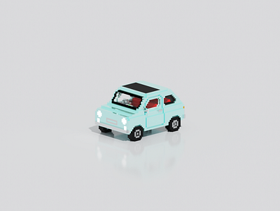 Fiat500 3d 3dart car classic cute fiat 500 illustration lowpoly pixel retro voxel