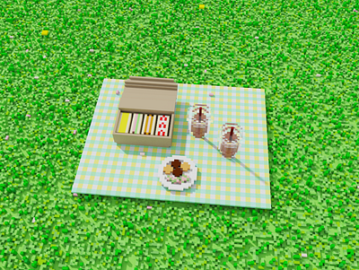 picnic 3d 3dart cookies cute food food and drink illustration lowpoly magicavoxel picnic pixel sandwich sandwiches spring voxel