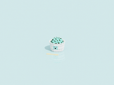 Mint chocolate chip ice cream 3d 3dart cute design dessert icecream illustration lowpoly mint chocholate chip voxel アイス チョコミント