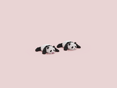 Panda 3d 3dart animal cute illustration lowpoly panda voxel パンダ