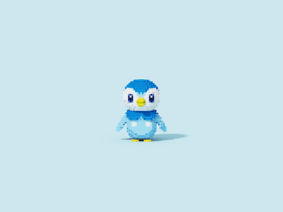 Piplup (Pokémon) 3d 3dart illustration pokemon voxel