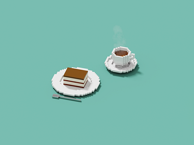 Tiramisu 3d 3dart cake cute design dessert illustration lowpoly tiramisu voxel voxel art