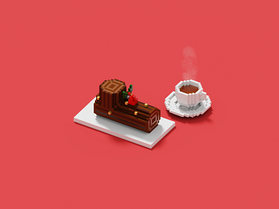 Buche de Noel 3d 3dart cake christmas cute illustration voxel