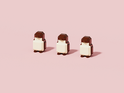 Penguin Chocolate 3d 3dart chocolate cute illustration lowpoly penguin voxel voxel art