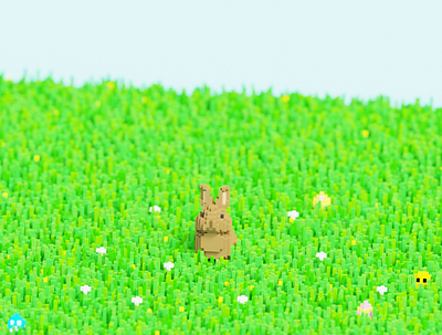 Easter 3d 3dart animal cute design easter illustration lowpoly rabbit voxel voxel art