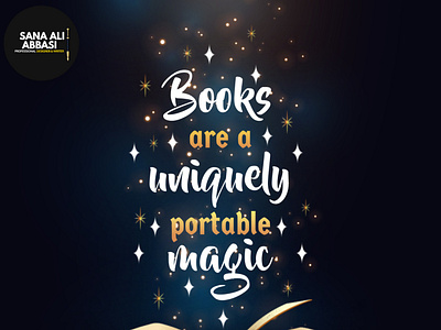 Books are a uniquely portable magic amazing banners book cover book poster bookcard books branding design gold graphic design illustration logo magic book unique book vector