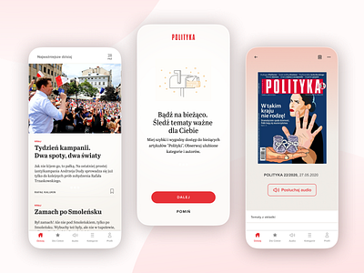 Mobile app ux&ui design for Polityka