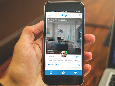 Flip Apartment App apartment app apple card flat interface invision ios iphone rent ui ux