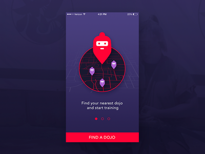 Walkthroughs Dojo app app dojo icon interface ios iphone red ui ux violet walkthroughs