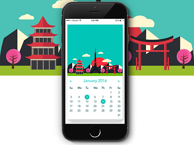 Work in progress Calendar 2016 app 2016 app apple calendar design illustration interactio interface ios tokyo ui ux