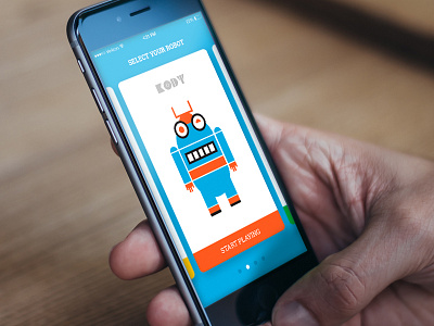 Kalung´s Robot app app cards illustrator interaction interface mobile robot startup swipe ui ux vector