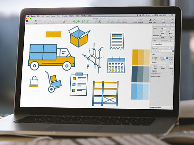 ShipNow Icon Set (WIP) blue icon logistic set sketchapp startup transport ui vector yellow