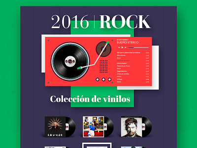 Landing 2016 I Rock Vinilos - WIP collection design interaction interface landing music onepage playlist sony ui ux vinyl