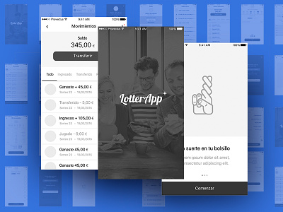 Lotterapp - Wireframes app design gambling ios lottery lotto mobile spain startup ui ux wireframes
