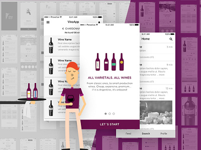 New wine app in progress app character illustration interaction ios sketch startup ui ux wine winery wireframe