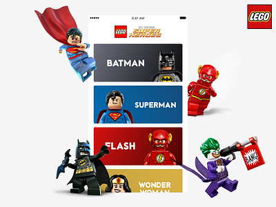 Lego Super Heroes app proposal app batman dccomics design flash ios lego proposal superheroes superman ui ux