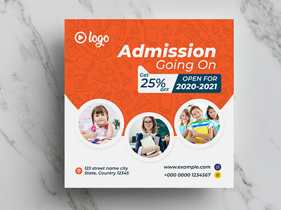 Kids Admission Social Media Template admission brochure college admission corporate course creative template design facebook flyer graphic design instagram instagram story kids marketing orange sale post school social media template square template template