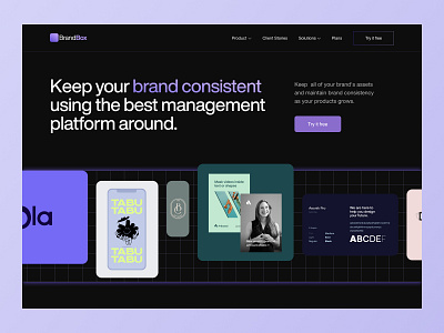 Brandbox - Branding consistency app app branding design digital product graphic design hero homepage purple saas ui ux webflow