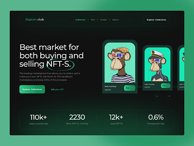 NFT- landing page concept ( Hero section ) app digital product digitalart hero nft saas ui ux webdesign webflow