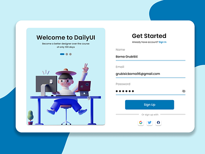 Daily UI #001 - Sign Up challenge daily 100 daily 100 challenge dailyui dailyui001 dailyuichallenge dauily ui challenge