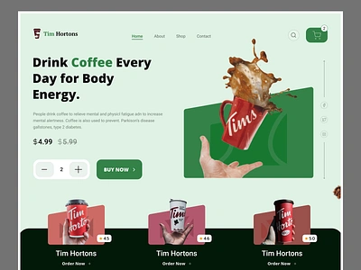 Tim Hortons Coffee Shop Website Header Exploration agency agency landing page clean coffee creative ecommerce header header exploration homepage identy landing page minimal online shop product design ui uiux ux web webdesign website