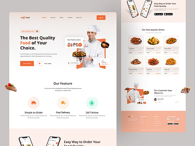 Food Delivery Landing Page. agency landing page clean creative design food delivery food delivery landing page header homepage identy project landing page minimal product ui uiux user interface web webdesign website website design