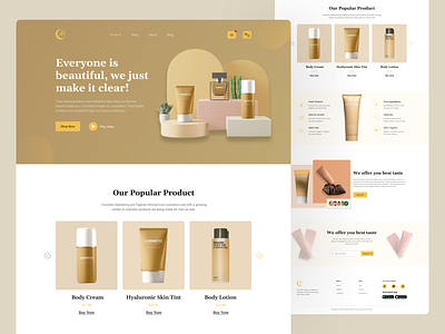 Cosmetic Product Landing Page Ui Design. agency landing page beauty branding cosmetic creative design ecommerce header homepage landing page minimal product landing page project shop trending ui user interface web webdesign website