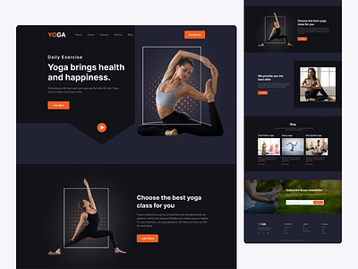 Yoga Landing Page Ui Design. agency landing page branding clean design fitness landing page header homepage landing page minimal product project shop ui uiux user interface web webdesign website yoga yoga landing page